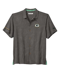 Tommy Bahama Men's Gray Green Bay Packers Endzone Paradise Coolmax Button-Up Shirt