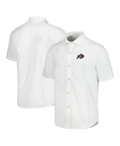 Tommy Bahama Men's White Colorado Buffaloes Coconut Point Palm Vista IslandZone Camp Button-Up Shirt