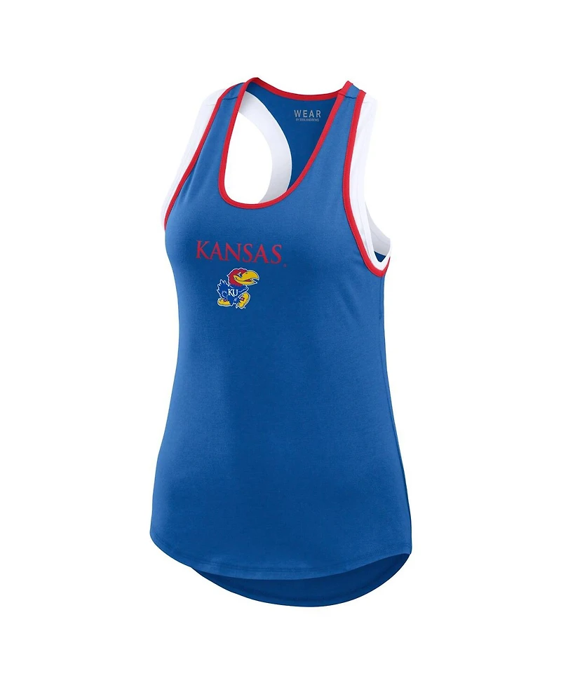 Wear by Erin Andrews Women's Royal Kansas Jayhawks Open Hole Razorback Tank Top