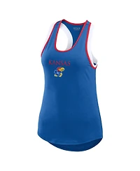 Wear by Erin Andrews Women's Royal Kansas Jayhawks Open Hole Razorback Tank Top