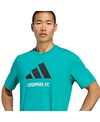 Adidas Men's Green Liverpool Three-Stripes Wordmark T-Shirt
