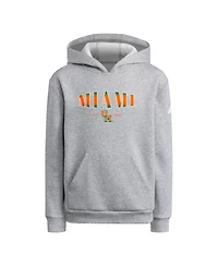 Adidas Big Boys and Girls Heather Gray Miami Hurricanes Puffed Out Pullover Hoodie