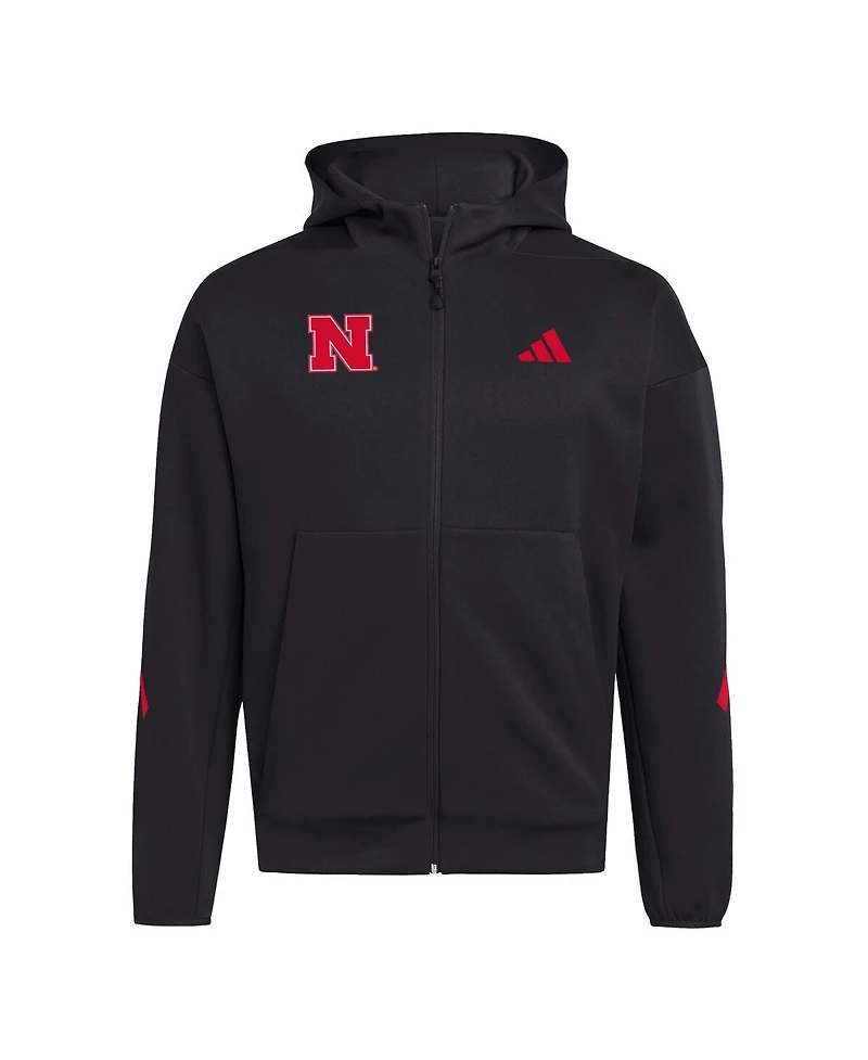 Adidas Men's Black Nebraska Huskers Z.n.e. Full-Zip Hoodie