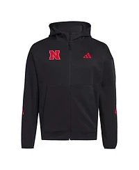 Adidas Men's Black Nebraska Huskers Z.n.e. Full-Zip Hoodie