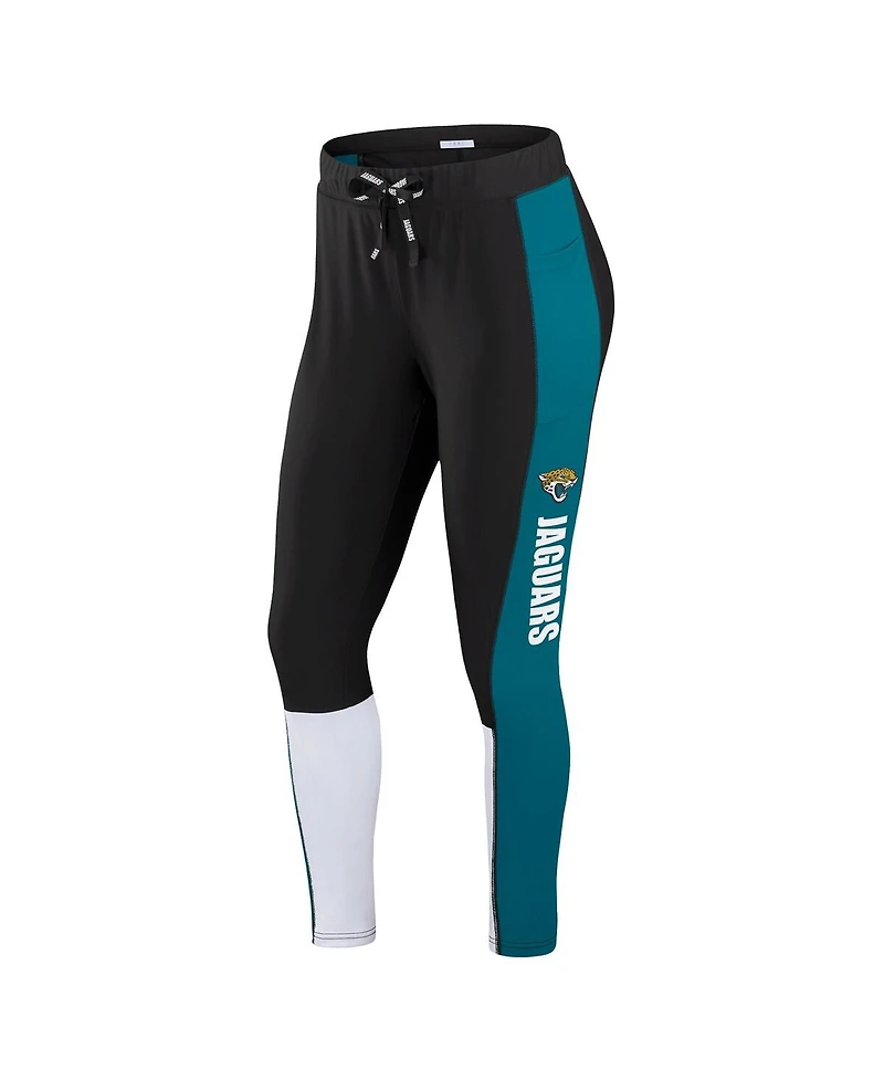 Wear by Erin Andrews Women's Black/Teal Jacksonville Jaguars Color-Block Leggings