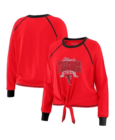 Wear by Erin Andrews Women's Red/Black Atlanta Falcons Tie-Front Long Sleeve Top