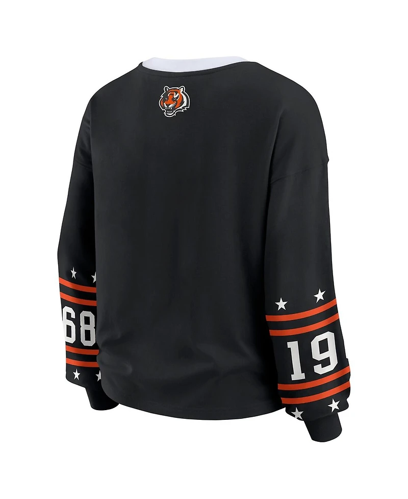 Wear by Erin Andrews Women's Black Cincinnati Bengals Sport Long-Sleeve T-Shirt