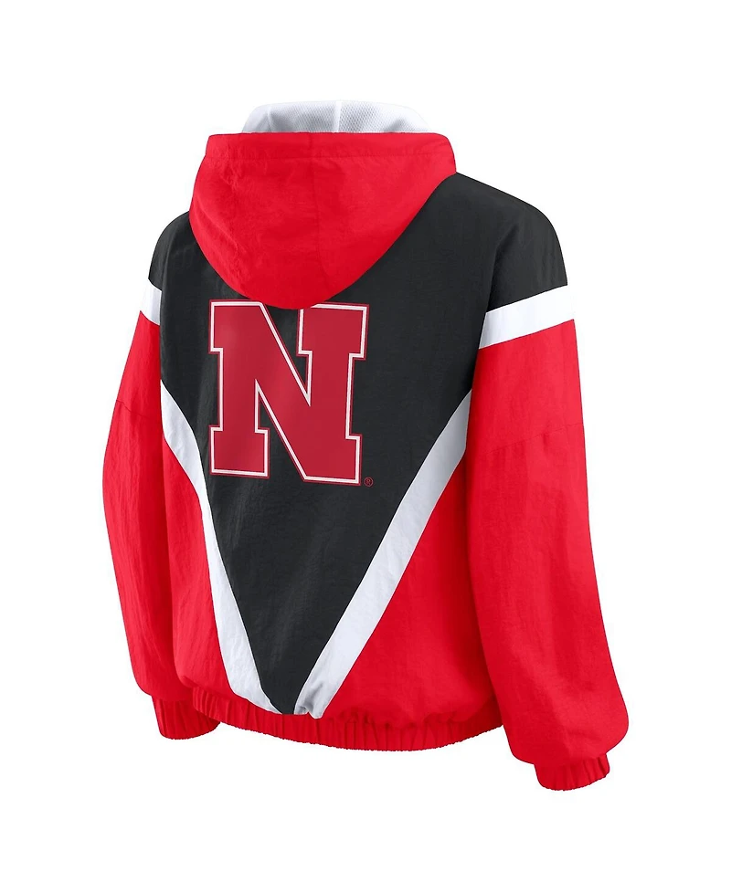 Wear by Erin Andrews Women's Scarlet/Black Nebraska Huskers Colorblock Full-Zip Windbreaker Jacket