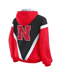 Wear by Erin Andrews Women's Scarlet/Black Nebraska Huskers Colorblock Full-Zip Windbreaker Jacket