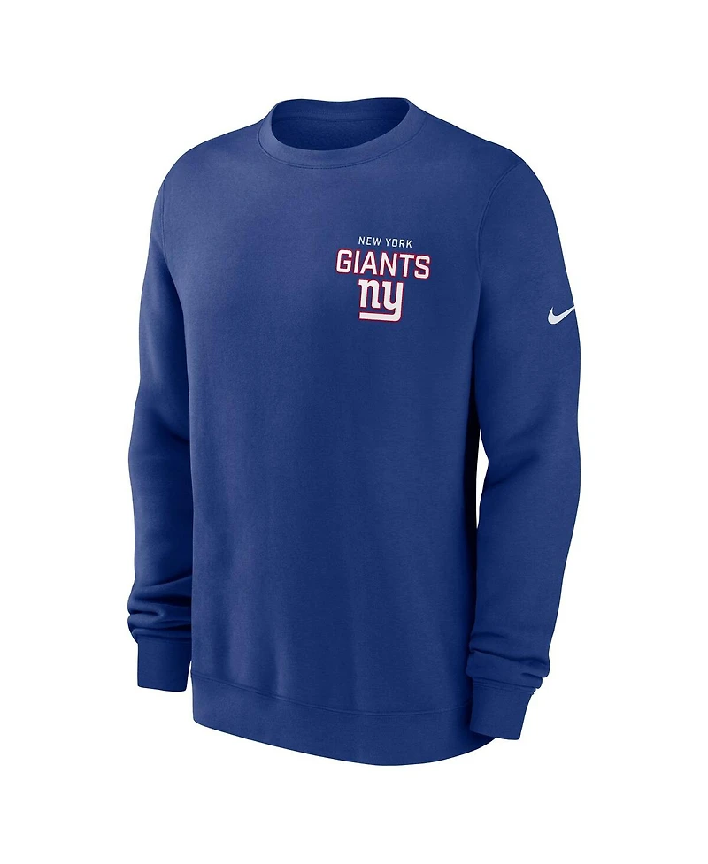 Nike Men's Royal New York Giants Primetime Club Fleece Pullover Sweatshirt