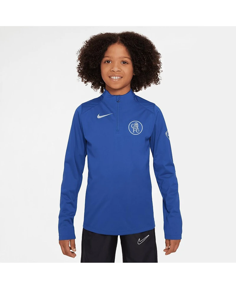 Nike Big Boys and Girls Blue Chelsea 2025/26 Strike Drill Quarter-Zip Long Sleeve Top