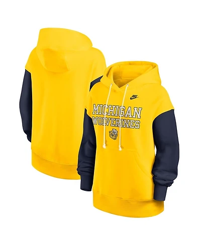 Nike Women's Maize/Navy Michigan Wolverines Oversized Legacy Phoenix Pullover Hoodie