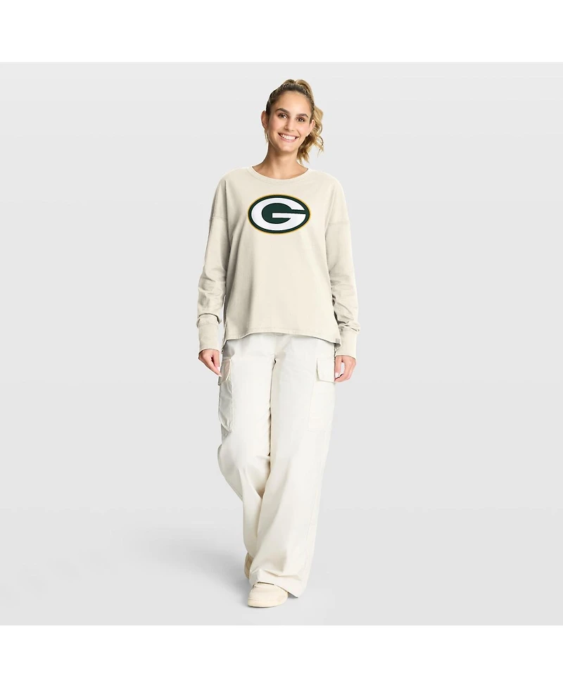Fanatics Women's Cream Green Bay Packers Dove Legacy Long Sleeve T-Shirt