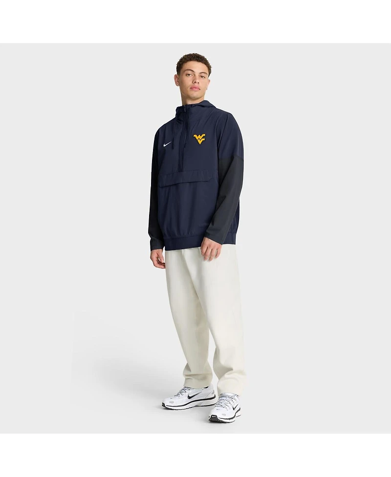 Nike Men's Navy West Virginia Mountaineers Anorak Half-Zip Hoodie Jacket