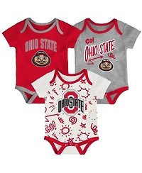 Outerstuff Baby Boys and Girls 3-Piece Ohio State Buckeyes All Day Play Bodysuit Set