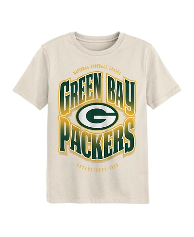Outerstuff Big Boys and Girls Cream Green Bay Packers Huddle T-Shirt