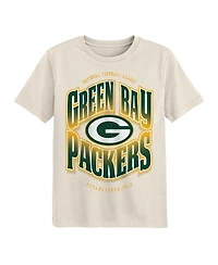 Outerstuff Big Boys and Girls Cream Green Bay Packers Huddle T-Shirt