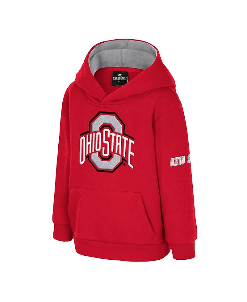 Colosseum Toddler Scarlet Ohio State Buckeyes Big Logo Volume Fleece Pullover Hoodie