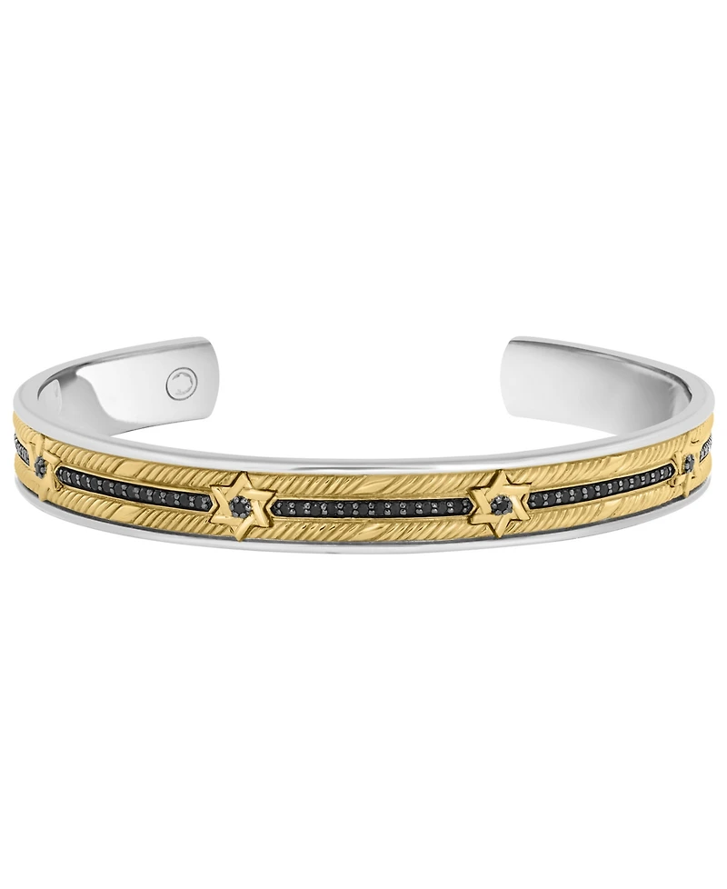 Effy Collection Black Spinel Bangle Bracelet (3/4 ct. t.w.) in Sterling Silver and 18k Yellow Gold