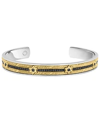 Effy Collection Black Spinel Bangle Bracelet (3/4 ct. t.w.) in Sterling Silver and 18k Yellow Gold
