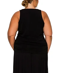 Coin 1804 Plus Cheetah Burnout Side Ruched Tank Top