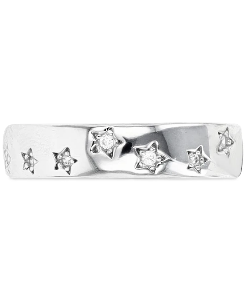 Macy's Cubic Zirconia Star Band Ring (0.174 ct. t.w.) Sterling Silver
