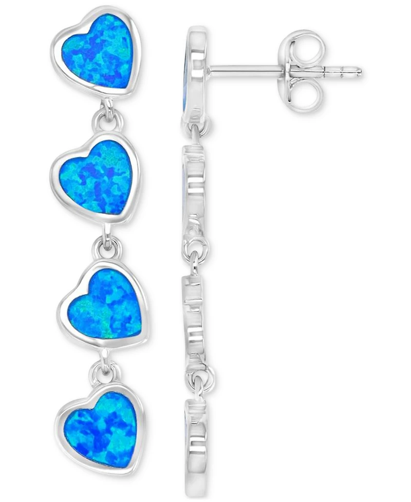 Macy's Heart Shape Gemstones (1.25 ct.t.w.) Earrings in Sterling Silver