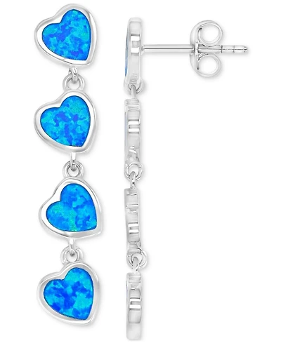 Macy's Heart Shape Gemstones (1.25 ct.t.w.) Earrings in Sterling Silver