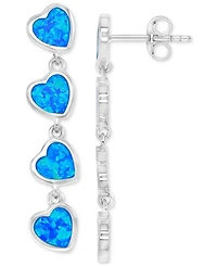 Macy's Heart Shape Gemstones (1.25 ct.t.w.) Earrings in Sterling Silver
