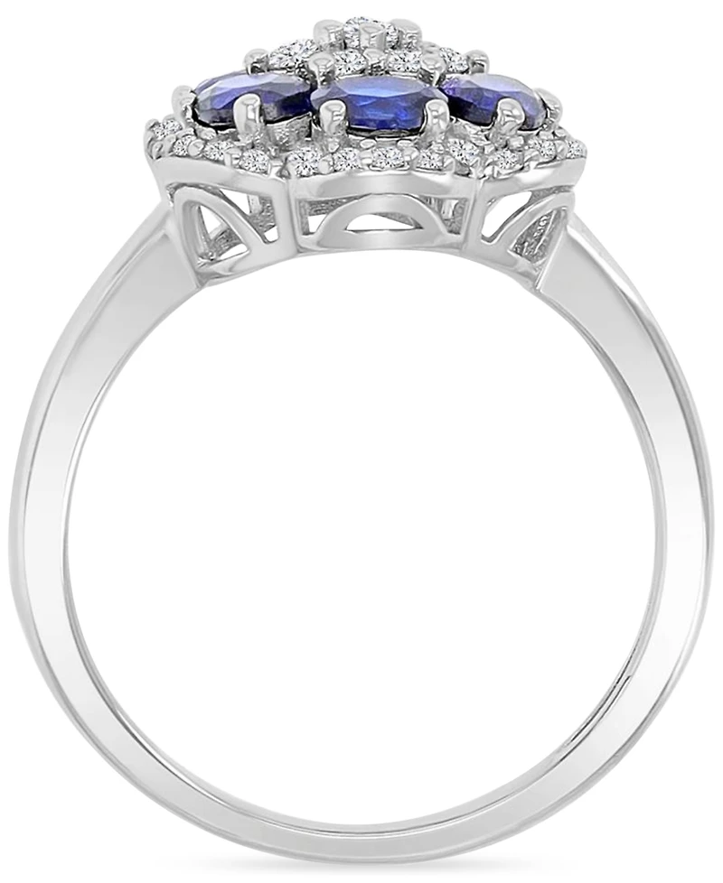 Macy's Blue Sapphire (1.2 ct. t.w.) and White (0.47 Ring Sterling Silver