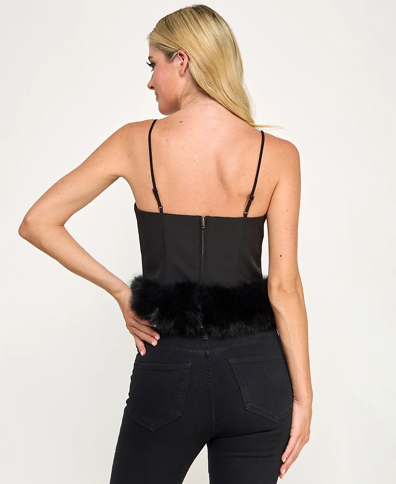 Seni & Cade Juniors' Faux Fur-Hem Top