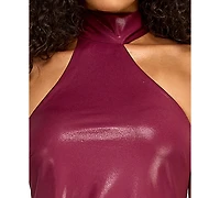 Seni & Cade Juniors' Foil Draped Scarf One-Shoulder Dress