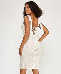 Seni & Cade Juniors' Lace Corset Sleeve Slim Midi Dress