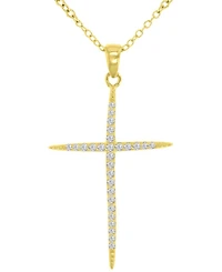 Macy's Cubic Zirconia Necklace (0.303 ct.t.w.) in 14k Yellow Gold over Sterling Silver