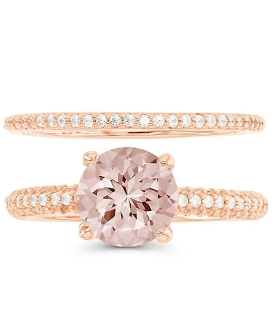 Macy's Morganite Nano (1.65 ct. t.w.) and Cubic Zirconia (0.81 Ring 14K Rose Gold Over Sterling Silver