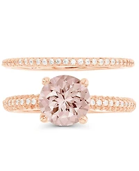 Macy's Morganite Nano (1.65 ct. t.w.) and Cubic Zirconia (0.81 Ring 14K Rose Gold Over Sterling Silver