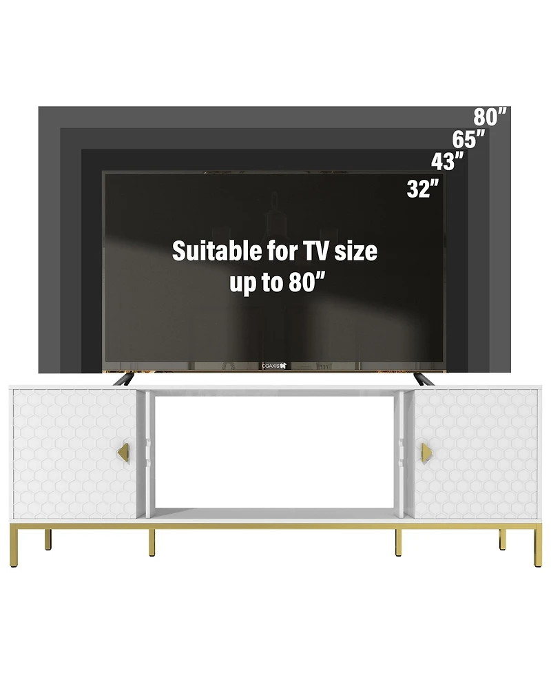 70 inches Mdf Tv Stand With Storage Cabinets