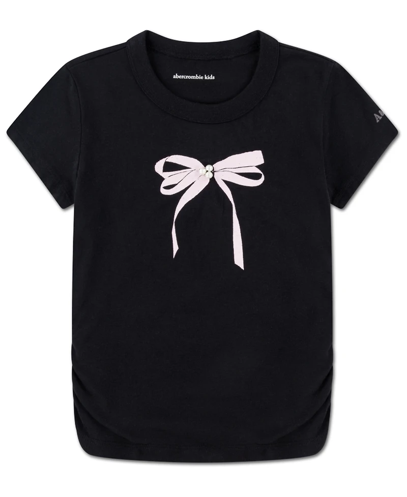 abercrombie kids Girls Pearl Bow Ruched T-Shirt