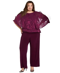 R & M Richards Plus Overlay Sleeveless Jumpsuit