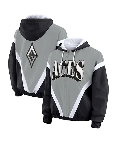 Wear by Erin Andrews Women's Black/Gray Las Vegas Aces Colorblock Full-Zip Windbreaker Jacket