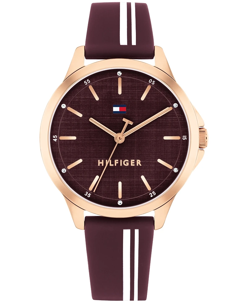 Tommy Hilfiger Women's Quartz Cherry Silicone Strap Watch, 34mm