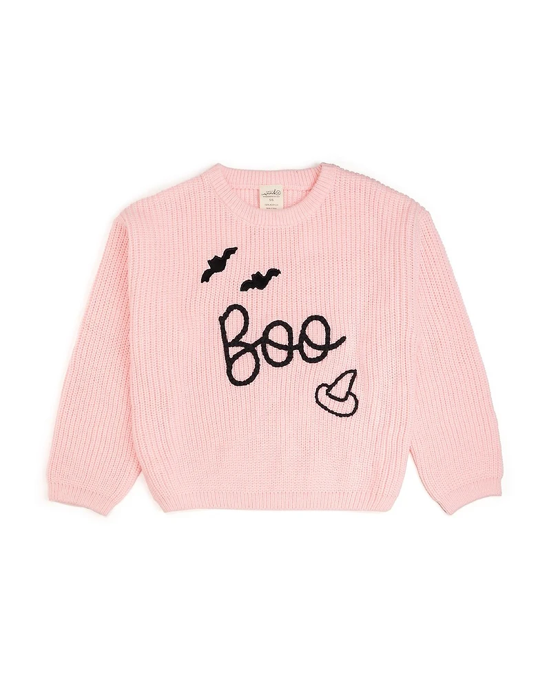 Sweet Wink Little and Big Girls Boo Bat Halloween Knit Sweater