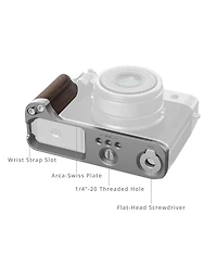 SmallRig L-Shape Mount Plate with Wooden Handle for Fujifilm GFX100RF Camera, Silver