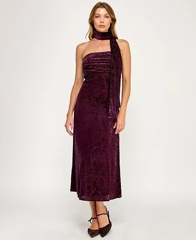 Trixxi Juniors' Tube Sleeveless Scarf Midi Dress