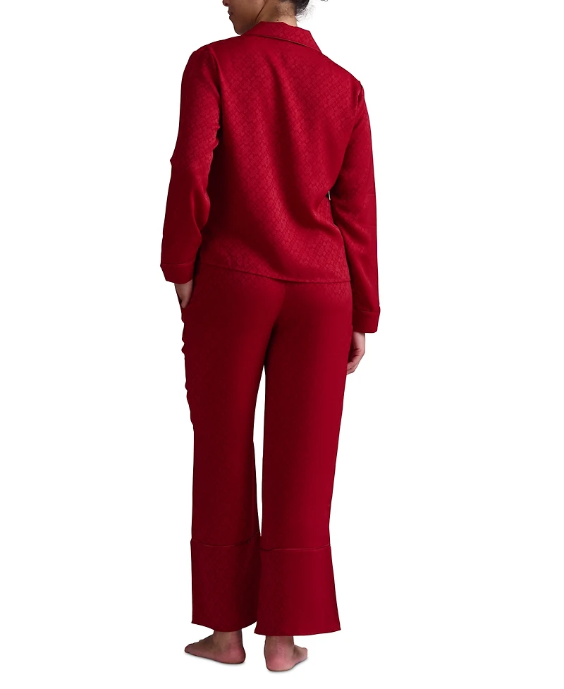 Tommy Hilfiger Women's 2-Pc. Satin Logo Notch Collar Pajamas Set
