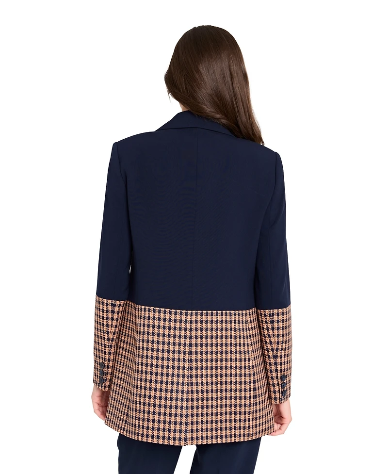 Tahari Asl Women's & Petite Houndstooth Color Block Jacket, Regular