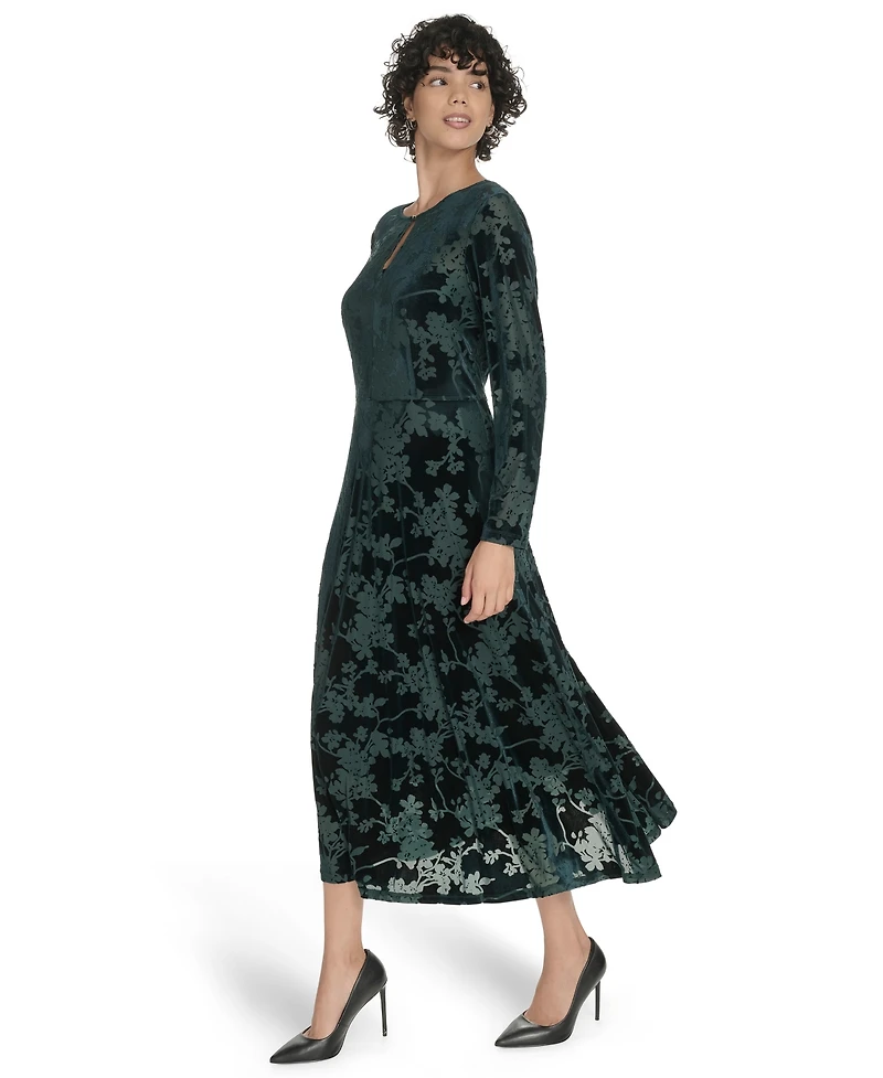 Tommy Hilfiger Women's Keyhole Printed Midi Dress
