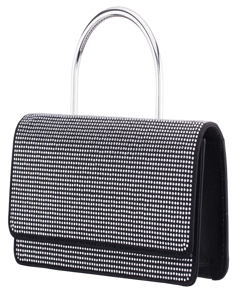 Nina Elongated Crystal Magnetic Snap Satchel Bag