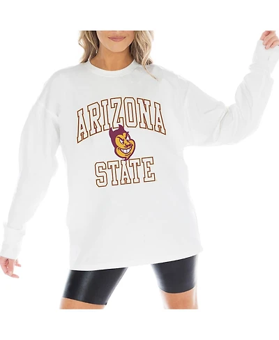 Gameday Couture Women's White Arizona State Sun Devils Mind Games Oversized Long Sleeve T-Shirt