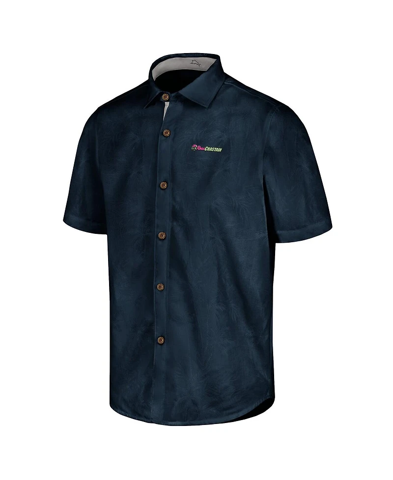 Tommy Bahama Men's Navy Ross Chastain Sport Coconut Point Palm Vista IslandZone Button-Up Camp Shirt